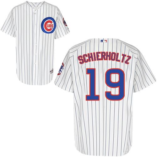 Nate Schierholtz #19 MLB Jersey-Chicago Cubs Men's Authentic Home White Cool Base Baseball Jersey